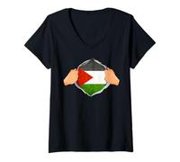 Donna Palestine Super Hero Palestinian Heritage Maglietta con Collo a V