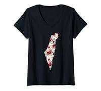Donna Palestino floreale, bandiera Palestino, Palestino Pride Gift Maglietta con Collo a V