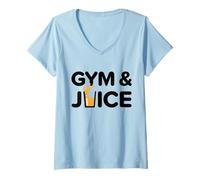 Donna Palestra e Succo di Frutta Divertente Allenamento Sano Succo Dieta Fitness Maglietta con Collo a V