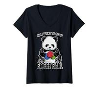Donna Palla da Bocce Panda Tutto Quello Che Voglio Fare è Un Simpatico e Divertente Giocatore di orsi Maglietta con Collo a V