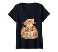 Donna Pallacanestro Pasqua Bunny Egg Hatched | Cute Baller Surprise Maglietta con Collo a V