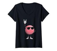 Donna Pallacanestro Rock On Occhiali Maglietta con Collo a V