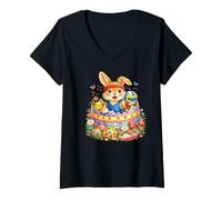Donna Pallavolo Easter Bunny Egg Hatched | Carino Primavera Sorpresa Maglietta con Collo a V