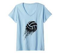 Donna Pallavolo Vintage Retro Sport Giocatore di pallavolo Maglietta con Collo a V