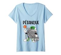 Donna Palle da Bocce per Il Set da Bocce E La Petanque Maglietta con Collo a V