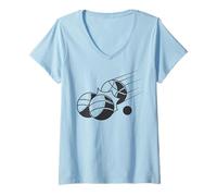 Donna Palline per Bouler Boules Bouleball Petanque Boule Maglietta con Collo a V