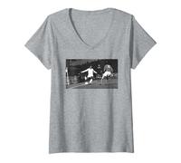 Donna Pallone da Calcio Brasiliano Star in Action 1973 Maglietta con Collo a V