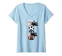Donna Pallone da Calcio Divertente con Scritta This Is Football This Is Run Maglietta con Collo a V