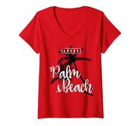 Donna Palm Beach Aruba Spring Break Palme B Maglietta con Collo a V