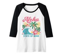 Donna Palma da Donna Aloha State of Mind Retro Wave Hawaii Beach Maglia con Maniche Raglan