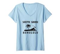 Donna Palma Diamondhead South Shore Honolulu Maglietta con Collo a V