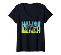 Donna Palme estive dell'isola hawaiana Luau Aloha Tropical Luau Maglietta con Collo a V