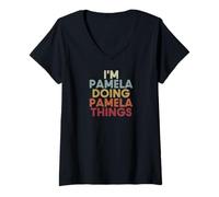 Donna Pamela Name Pamela Personalized Name First Given Maglietta con Collo a V