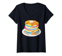 Donna Pancake LGBT Mese dell'orgoglio pansessuale Parata LGBTQ Gioco di parole divertente Maglietta con Collo a V