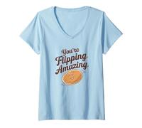 Donna Pancake Lover, You're Flipping Amazing Funny Cake Pun Maglietta con Collo a V