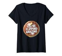 Donna Pancake Lover, You're Flipping Amazing Funny Cake Pun Maglietta con Collo a V