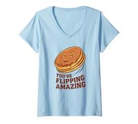 Donna Pancake Lover, You're Flipping Amazing Funny Cake Pun Maglietta con Collo a V