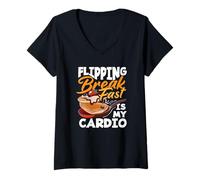 Donna Pancakes Flipping Breakfast è il mio divertimento cardio Maglietta con Collo a V