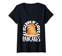 Donna Pancakes I Flippin Love Pancakes Colazione Divertimento Maglietta con Collo a V