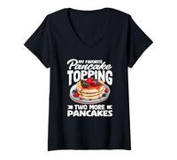 Donna Pancakes Il mio Pancake Preferito Topping Altri Due Pancakes Maglietta con Collo a V
