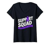 Donna Pancreatic Cancer Awareness Support Squad nastro viola Maglietta con Collo a V