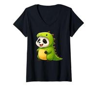 Donna Panda Animal Lover Dinosaur Costume Trex Ragazzi Ragazze Bambini Maglietta con Collo a V