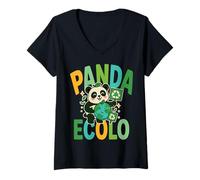 Donna Panda Eco - Salva il pianeta con dolcezza smistamento dei rifiuti Maglietta con Collo a V