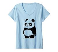 Donna Panda Grumpy - Panda Divertente per Uomini, Donne, Adolescenti, Bambini Maglietta con Collo a V