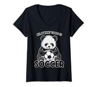 Donna Panda Soccer Tutto Quello Che Voglio Fare è Un Simpatico Giocatore di orsi Maglietta con Collo a V