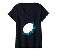 Donna Pandeiro Instrument Musica Musicista Brasile Samba Maglietta con Collo a V