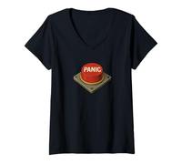 Donna Panic Button Maglietta con Collo a V