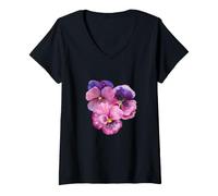 Donna Pansiy Flowers Gardening Pansy Lover Maglietta con Collo a V