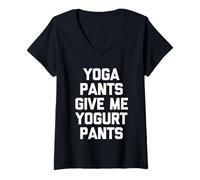 Donna Pantaloni da yoga Give Me Yogurt Pants - Funny Daying Sarcastico Men Maglietta con Collo a V