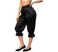 Donna Pantaloni Di Danza Del Ventre Lunghezza Cropped Al Polpaccio Nero 3XL