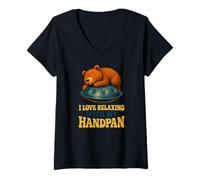 Donna Pantam - Bear with handpan And a Message 1 - Fan Fun Maglietta con Collo a V