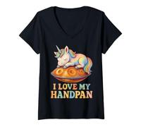 Donna Pantam - Unicorn with handpan And a Message 1 - Fan Fun Maglietta con Collo a V