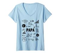Donna papà al Quadrato papà Due Volte Secondo Potere Padre Maglietta con Collo a V