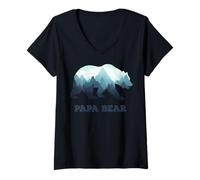 Donna Papa Bear Wildlife - Regalo per la festa del papà, papà o papà Maglietta con Collo a V