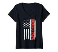 Donna papà Boxe Bandiera Americana Sport papà Maglietta con Collo a V