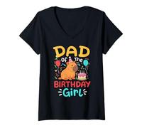 Donna Papà Del Compleanno Ragazza Bambini Carino Capybara Bday Famiglia Maglietta con Collo a V