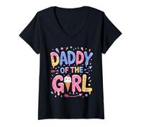 Donna Papà della ragazza Sweet Sprinkles Figlia Ice Cream Maglietta con Collo a V