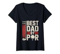 Donna Papà Golf Best Dad By Par Divertente Par Golf Corrispondenza Abbigliamento Maglietta con Collo a V
