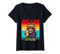 Donna Papa Gorilla, Just A Dad who always came back with the milk Maglietta con Collo a V