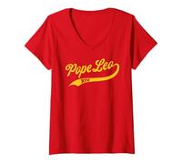 Donna Papa Leo 14, Classico Design da Baseball Maglietta con Collo a V