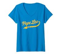Donna Papa Leo 14, Classico Design da Baseball Maglietta con Collo a V