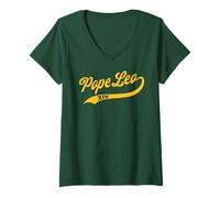 Donna Papa Leo 14, Classico Design da Baseball Maglietta con Collo a V