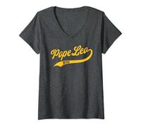 Donna Papa Leo 14, Classico Design da Baseball Maglietta con Collo a V