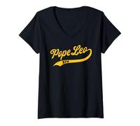 Donna Papa Leo 14, Classico Design da Baseball Maglietta con Collo a V