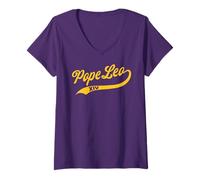 Donna Papa Leo 14, Classico Design da Baseball Maglietta con Collo a V