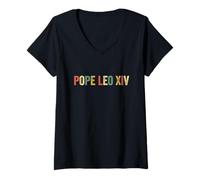 Donna Papa Leone XIV Chiesa Cattolica Pace Conclave Robert Prevost Maglietta con Collo a V